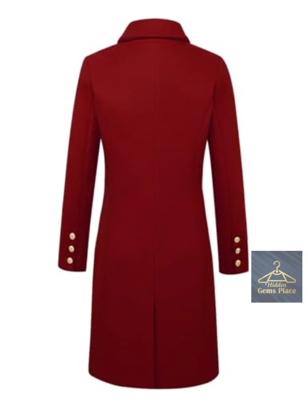 Women's Wool Peacoat Long Sleeve Double Breasted Notch Lapel Knee Length
